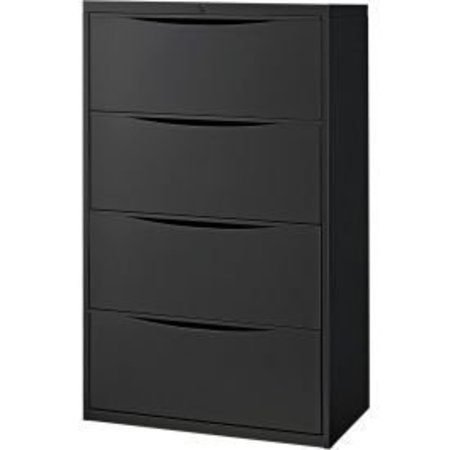 GLOBAL EQUIPMENT Interion    30" Premium Lateral File Cabinet 4 Drawer Black LF-304D-BLACK